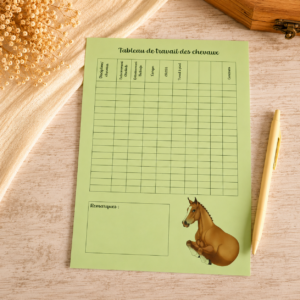 Fiche "Tableau de travail des chevaux"
